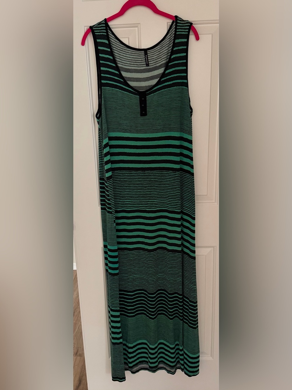 Espresso Green and Black Striped Maxi Dress